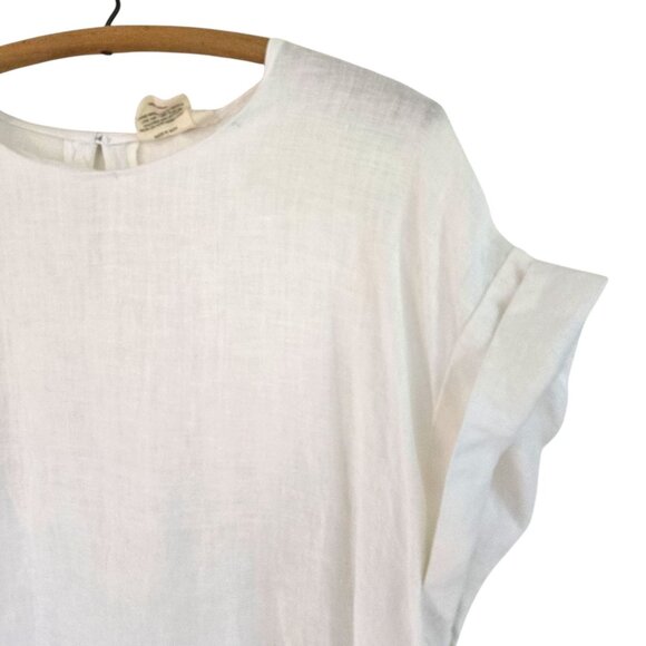 Reistor Womens White Hemp Blouse 2XL Round Neck Cap Sleeve - Picture 8 of 12